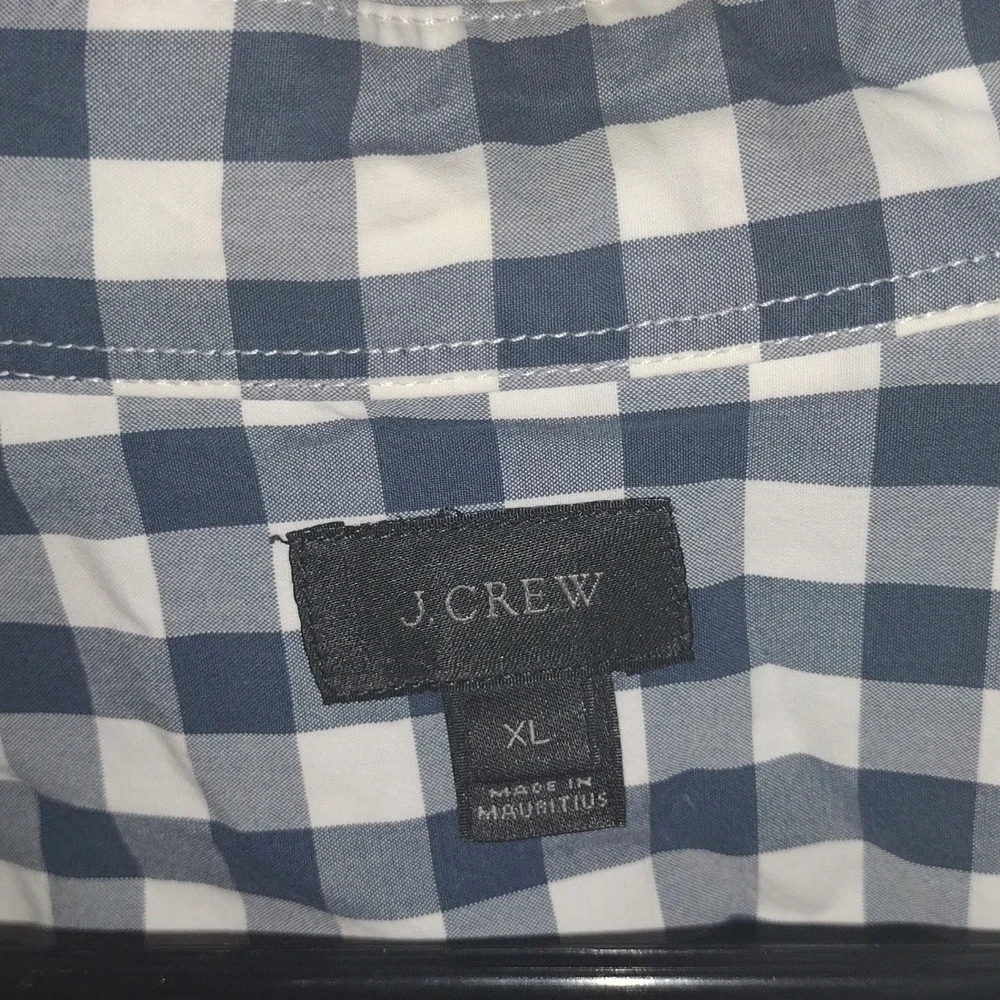 J Crew Light Weight 100% Cotton Blue and White Plaid Button Down Shirt XL